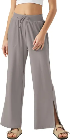 26"/28"/30" Inseam Womens Wide Leg Sweatpants Petite High Waist Summer Pants UPF50 Lightweight Beach with Pocket Split Leg
