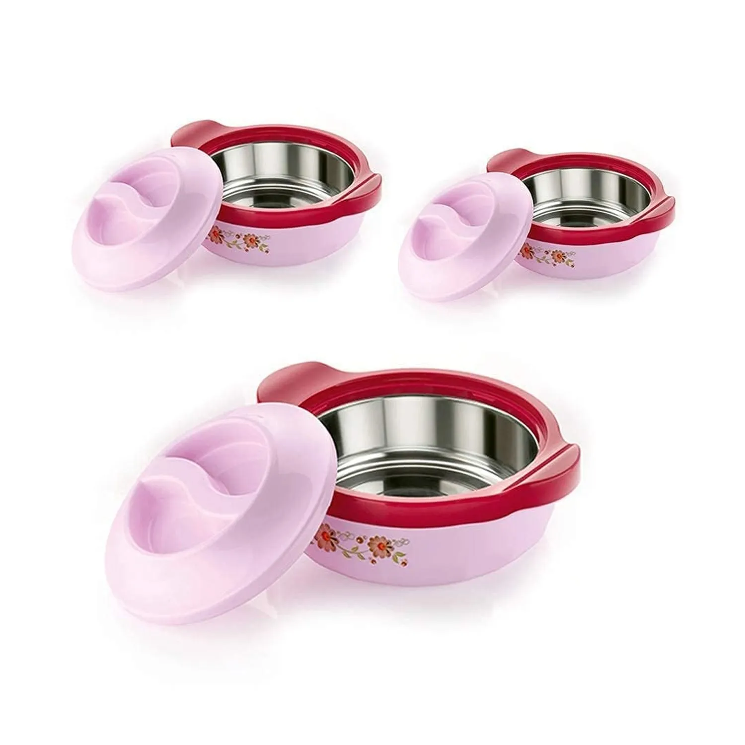 5230 Casserole Set of 3 Premium Casserole Big Size Microwave Safe 3 Pcs Set Floral Print Serve Casserole Set- 800ML,1500 ML and 2500ML