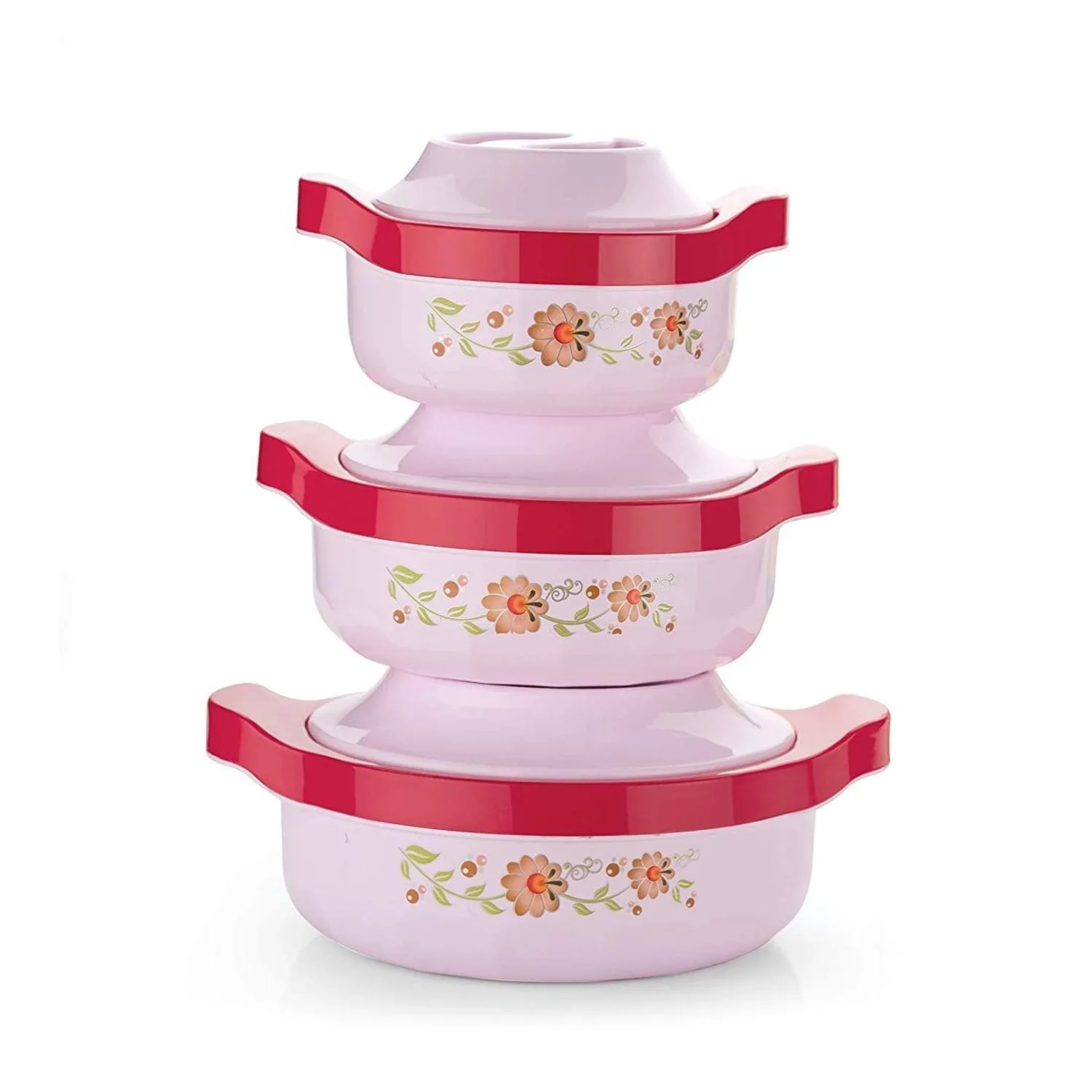 5230 Casserole Set of 3 Premium Casserole Big Size Microwave Safe 3 Pcs Set Floral Print Serve Casserole Set- 800ML,1500 ML and 2500ML