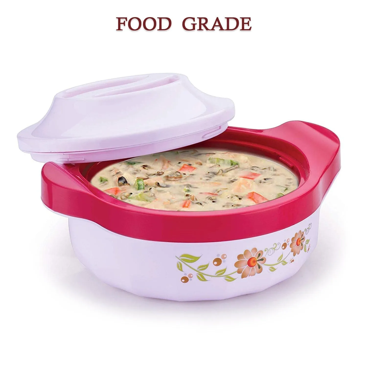5230 Casserole Set of 3 Premium Casserole Big Size Microwave Safe 3 Pcs Set Floral Print Serve Casserole Set- 800ML,1500 ML and 2500ML