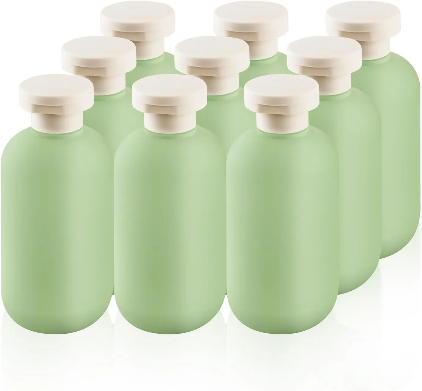 9 Pcs 6.8 oz Plastic Squeeze Bottles with Flip Cap,Empty Refillable Travel Shampoo Bottle Containers for Creams, Lotion,Body Wash, Conditioner,Silicone Funnel Included-Green