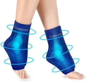 Ankle Foot Ice Pack Wrap for Injuries, Reusable Gel Cold Pack with Cold Compression Therapy, Hot & Cold Therapy Flexible Cold Pack for Achilles Tendonitis,Plantar Fasciitis,Foot Heel Blue