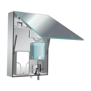 ASI 0661-1 Velare BTM System. Frameless Mirror Cabinet with Liquid Soap Dispenser and Hand Dryer Inside