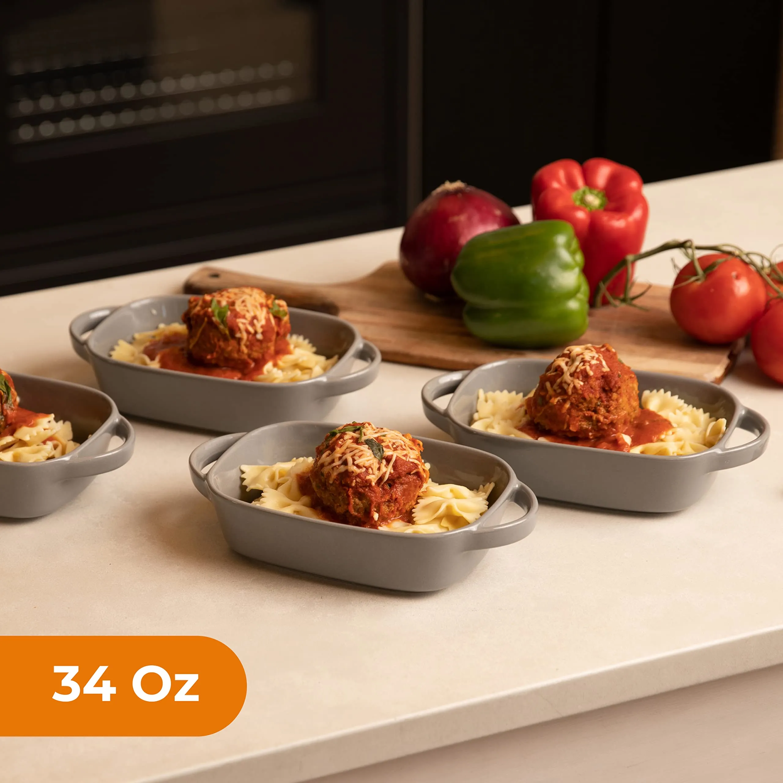 Bruntmor Set Of 4 Porcelain 7"x5" Baking Dish Oven Safe Roasting Lasagna Pan Small