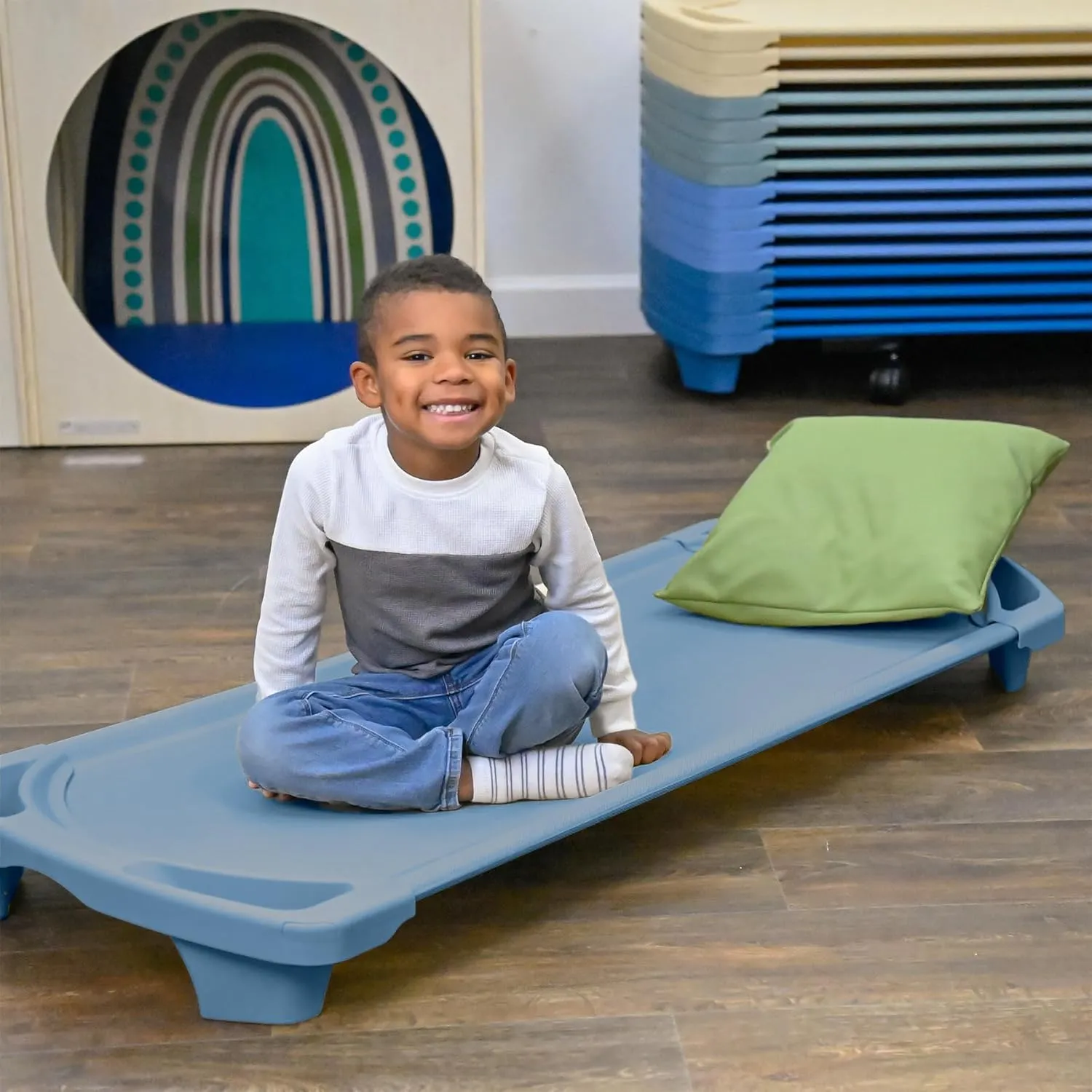 Childrens Factory SpaceLine Nap Cot, Kids Daycare and Preschool Sleeping Cot, Standard Size, Wedgewood