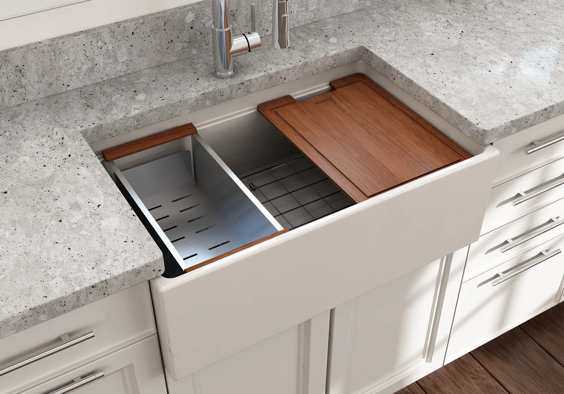 Contempo Step-Rim 30" x 19" x 10" Single-Basin Farmhouse Apron Front Kitchen Sink in Biscuit