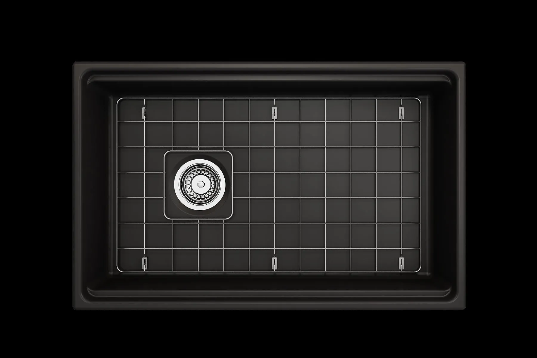 Contempo Step-Rim 30" x 19" x 10" Single-Basin Farmhouse Apron Front Kitchen Sink in Matte Black