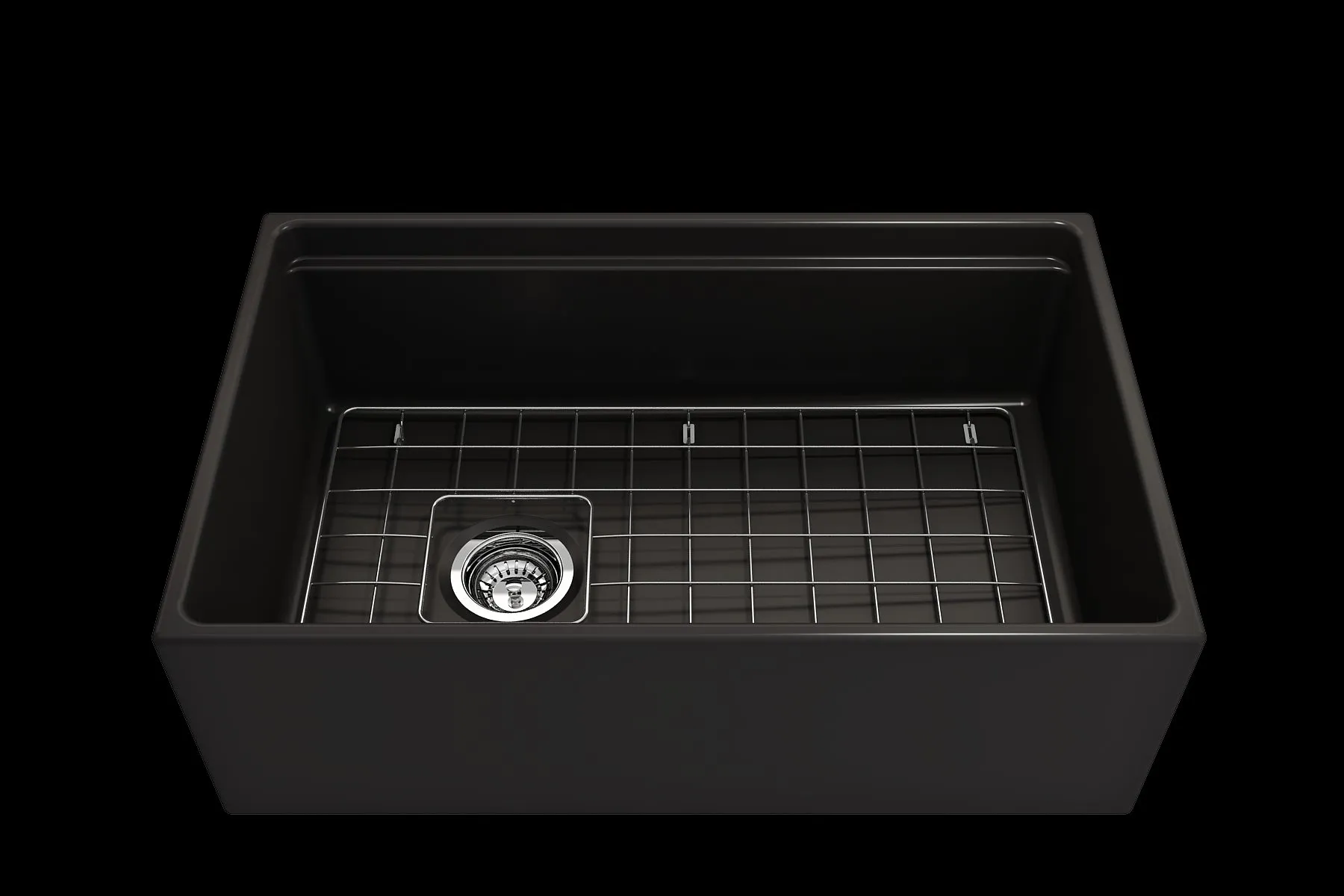 Contempo Step-Rim 30" x 19" x 10" Single-Basin Farmhouse Apron Front Kitchen Sink in Matte Black