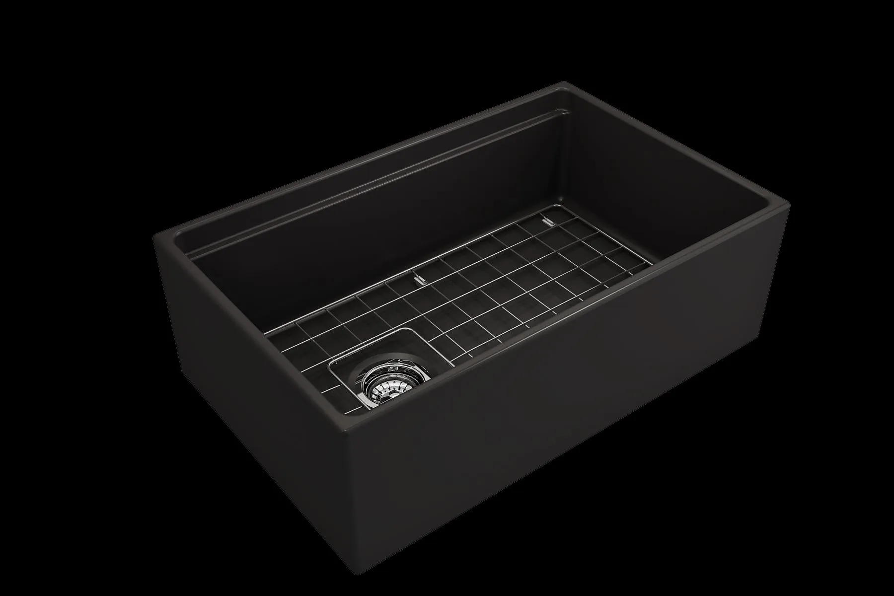 Contempo Step-Rim 30" x 19" x 10" Single-Basin Farmhouse Apron Front Kitchen Sink in Matte Black