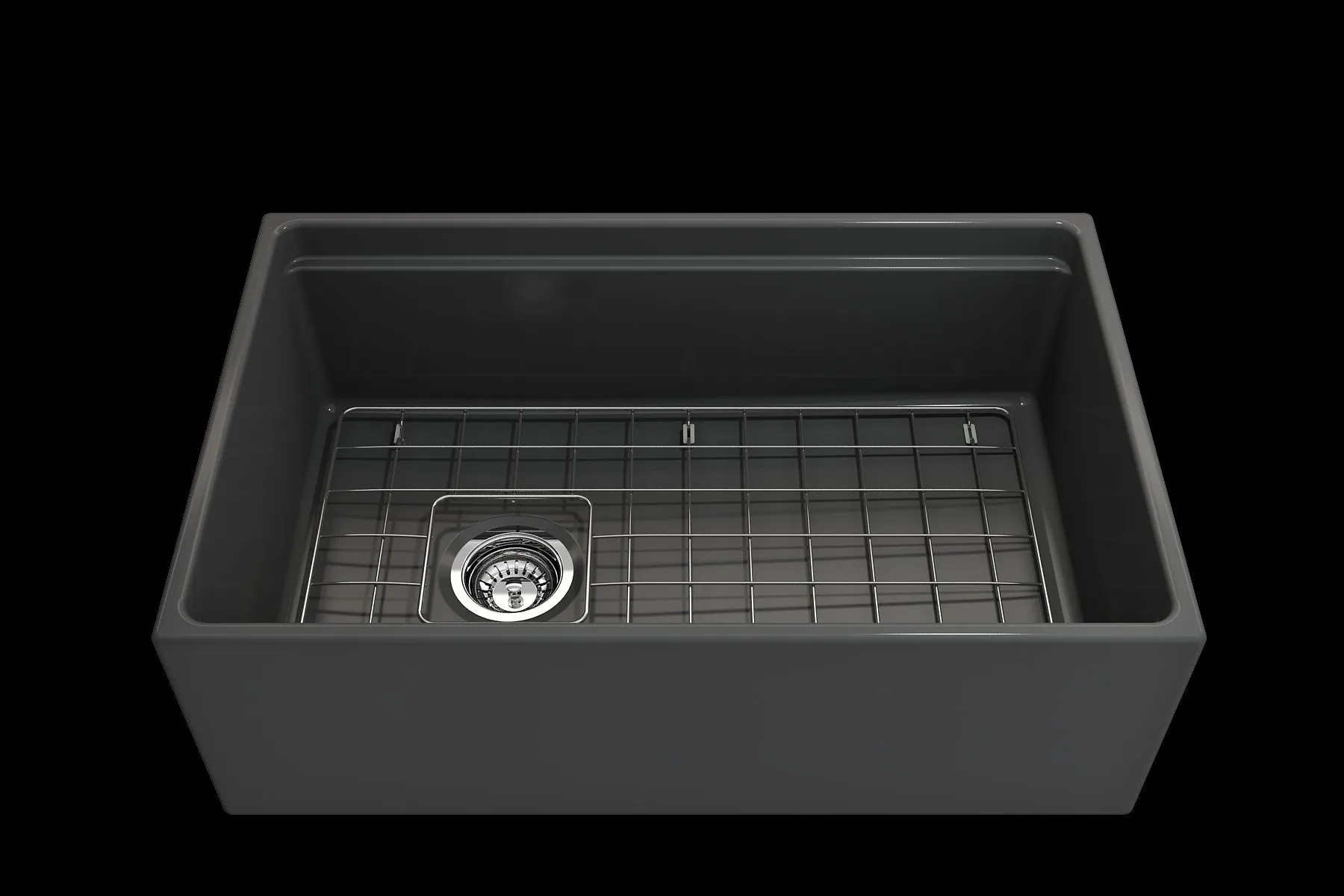 Contempo Step-Rim 30" x 19" x 10" Single-Basin Farmhouse Apron Front Kitchen Sink in Matte Dark Gray