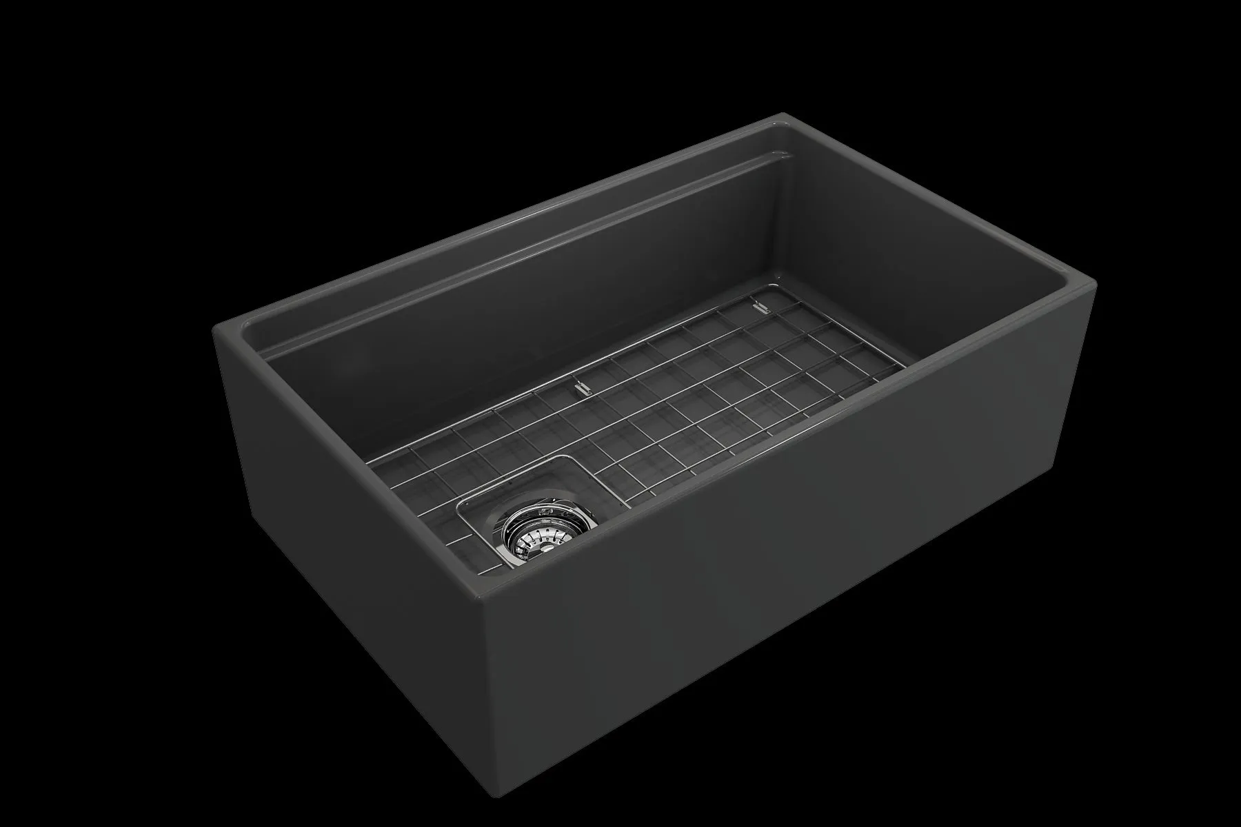 Contempo Step-Rim 30" x 19" x 10" Single-Basin Farmhouse Apron Front Kitchen Sink in Matte Dark Gray
