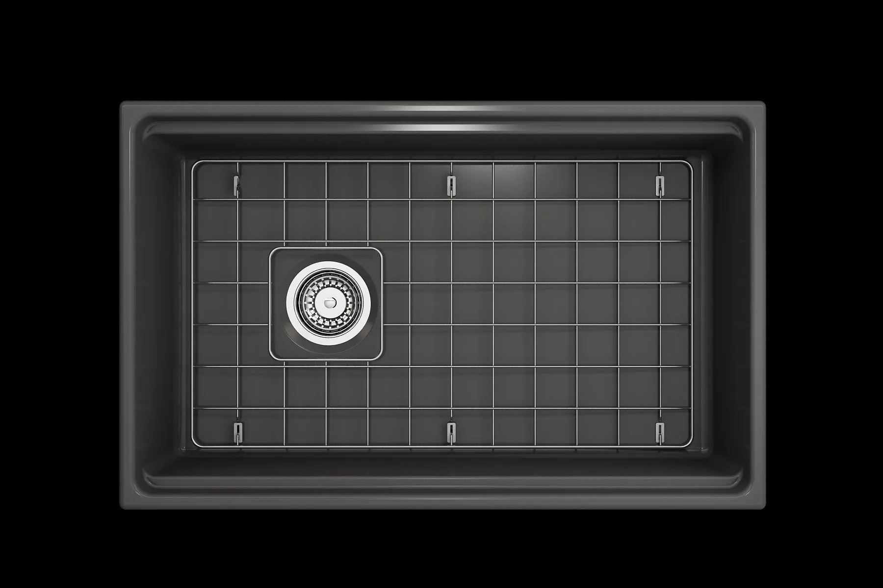 Contempo Step-Rim 30" x 19" x 10" Single-Basin Farmhouse Apron Front Kitchen Sink in Matte Dark Gray