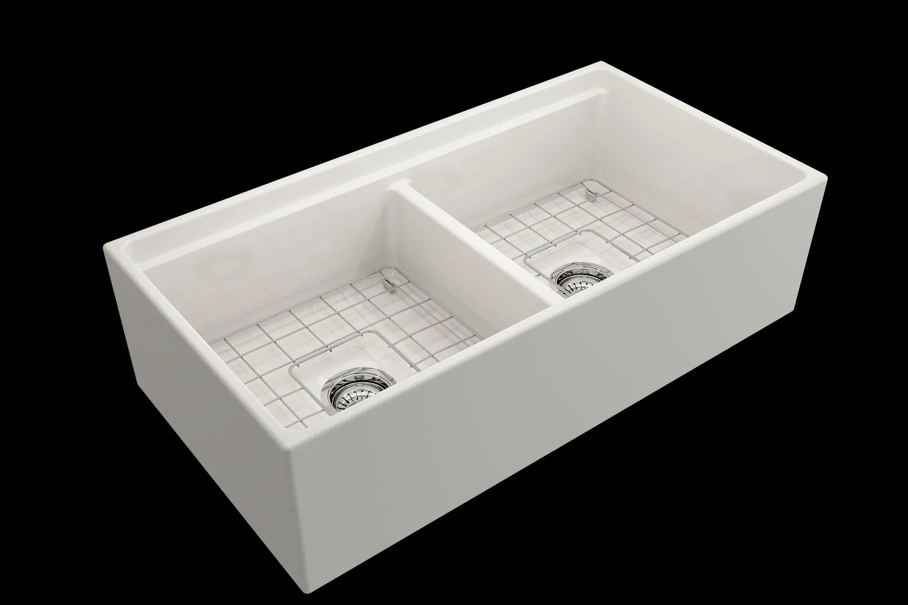 Contempo Step-Rim 36" x 19" x 10" Double-Basin Farmhouse Apron Front Kitchen Sink in Biscuit