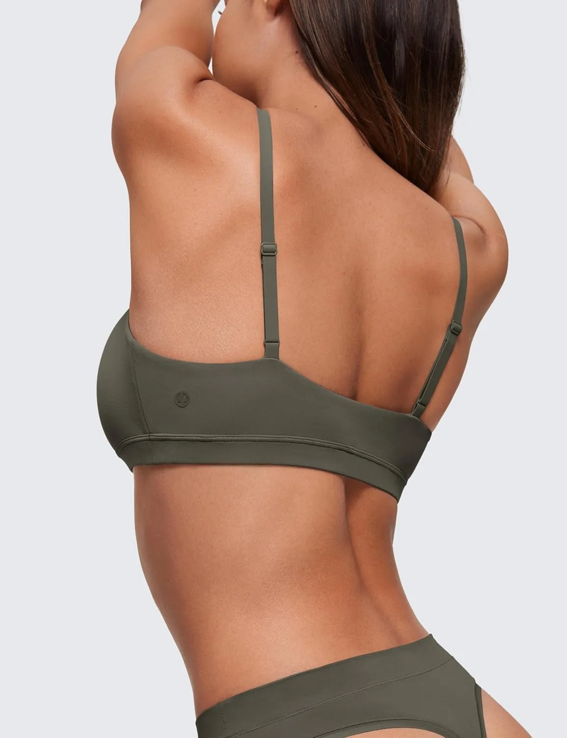 CRZ YOGA Softhold Women's Double Lined Bralettes - Scoop Neck Adjustable Straps Unlined Cami Wireless T-Shirt Everyday Bra