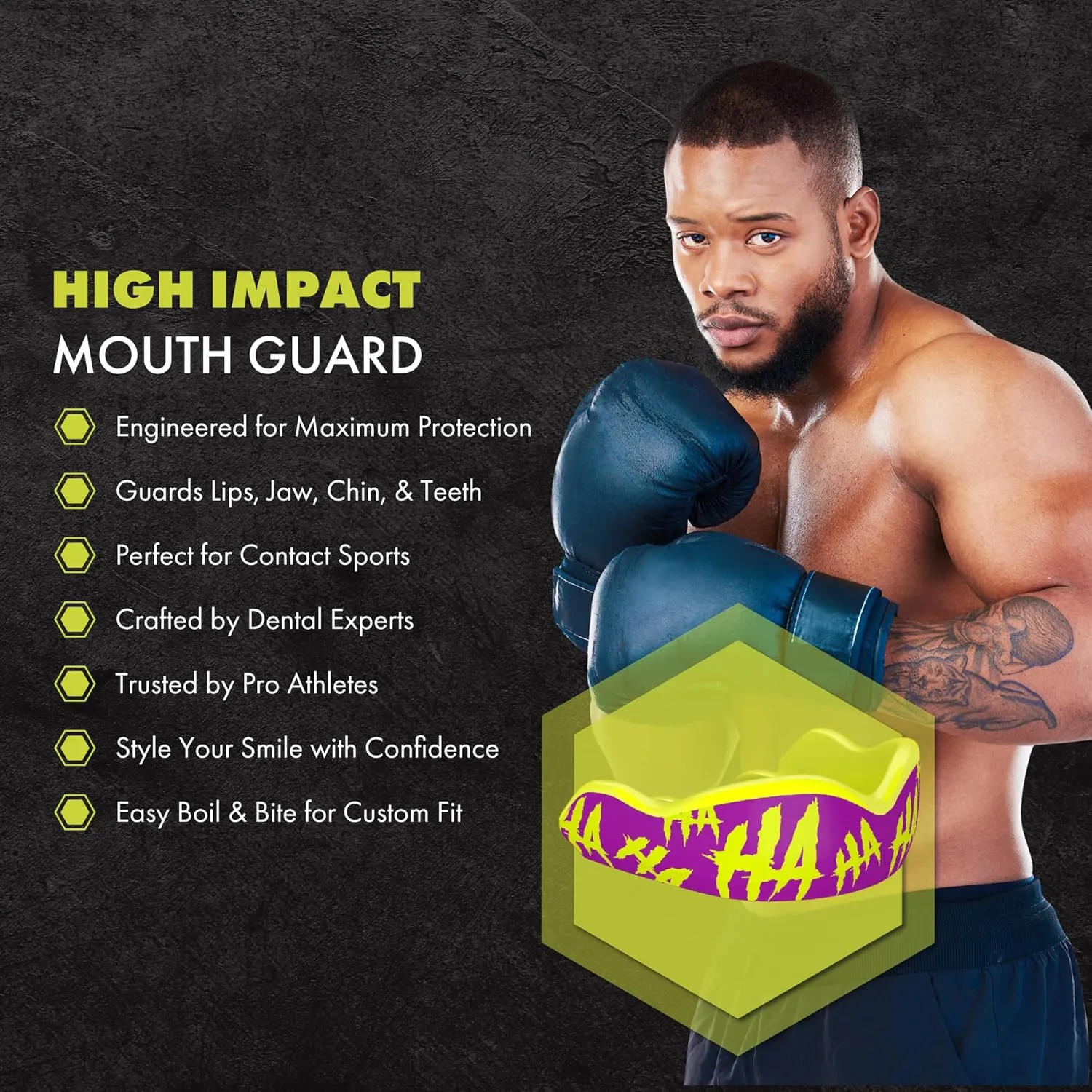 DAMAGE CONTROL High-Impact Mouth Guard  Sports Mouthguard for Boxing, Football, Hockey, Lacrosse & Basketball, Protects Teeth & Jaw, Protective Mouthpiece for Adults & Youth