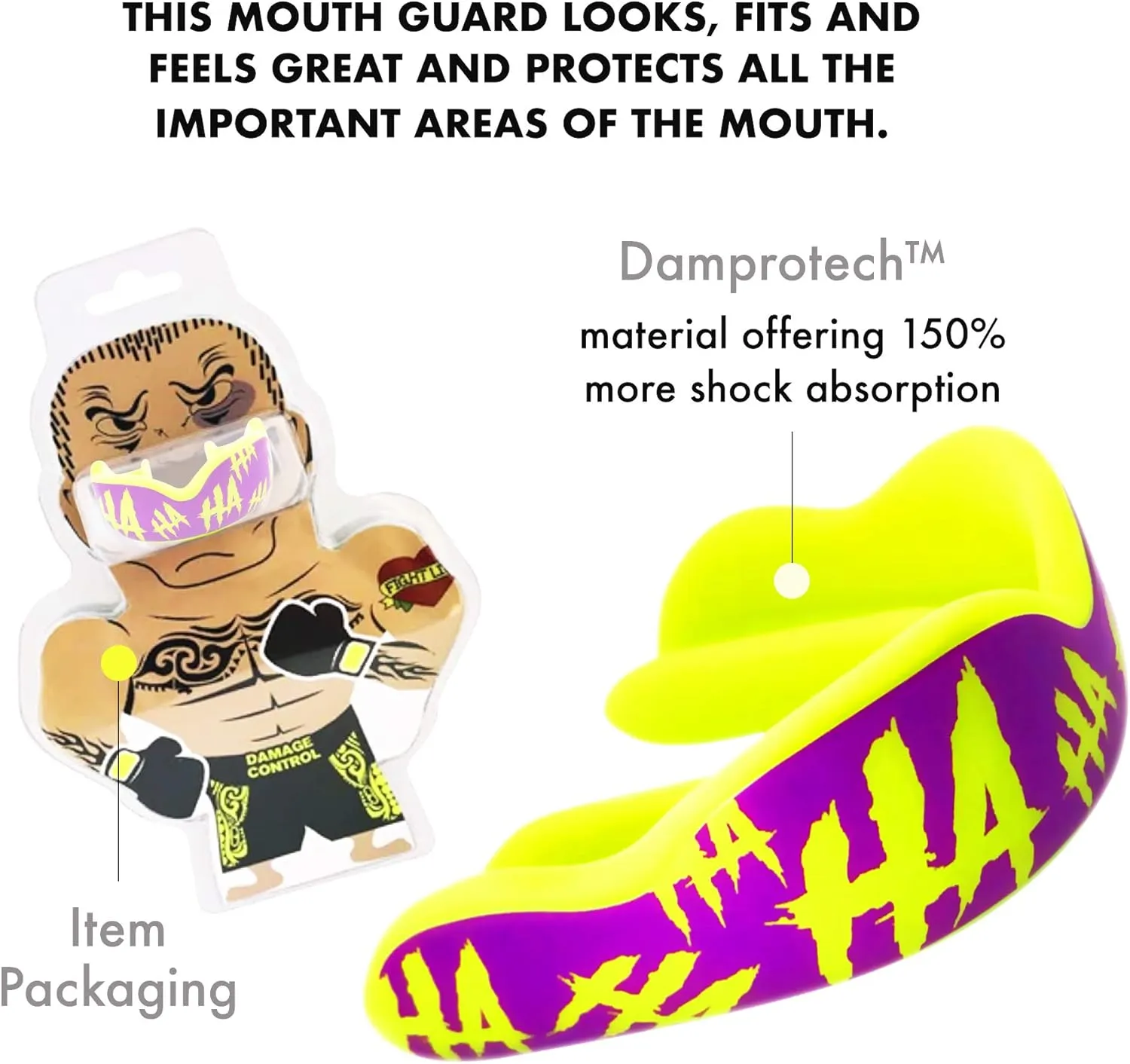DAMAGE CONTROL High-Impact Mouth Guard  Sports Mouthguard for Boxing, Football, Hockey, Lacrosse & Basketball, Protects Teeth & Jaw, Protective Mouthpiece for Adults & Youth