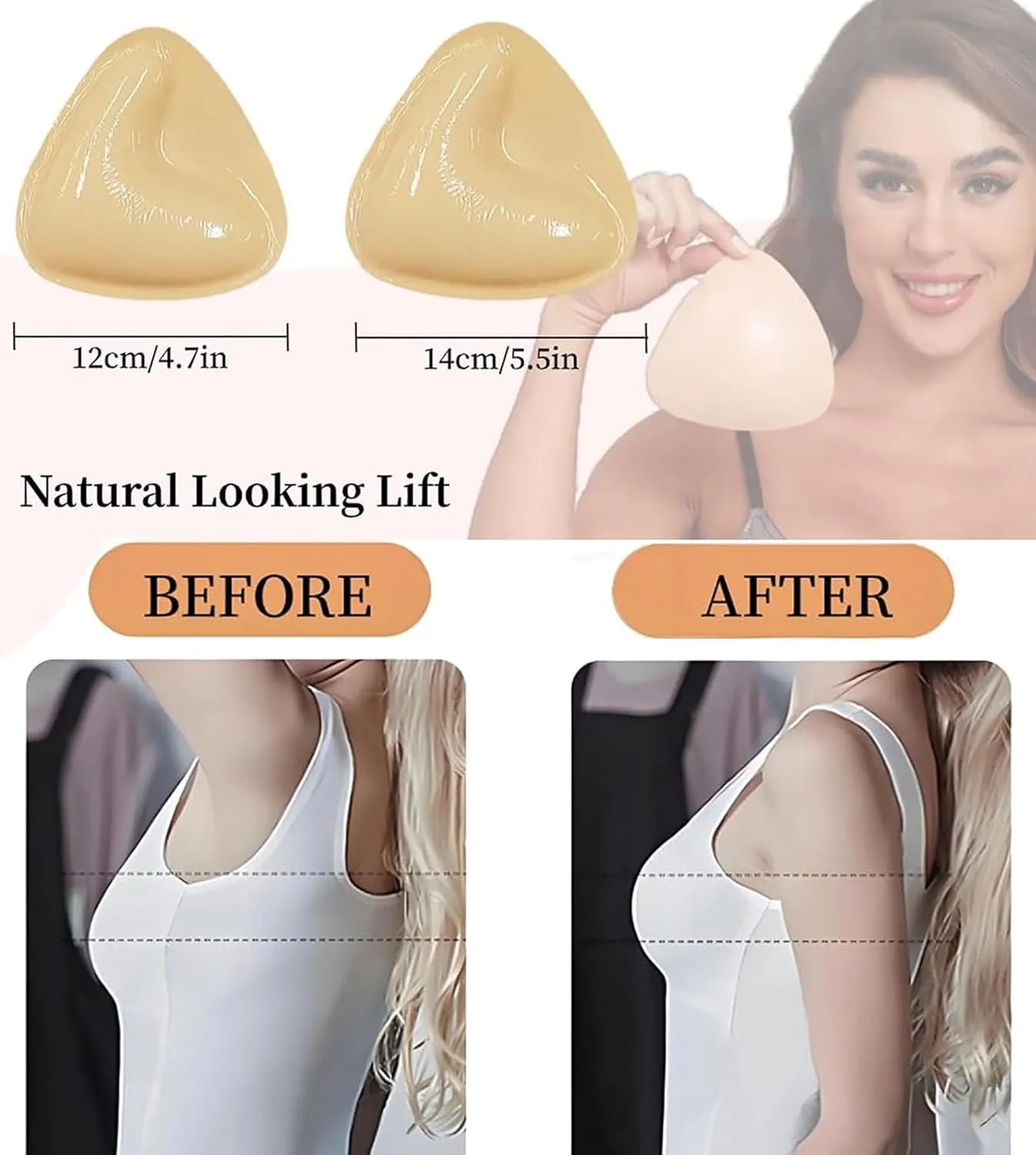 DEPOVOR Ultra Boost Inserts Double-Sided Adhesive Pads Sticky Bikini Padding Inserts for Sports Bra Swimsuit