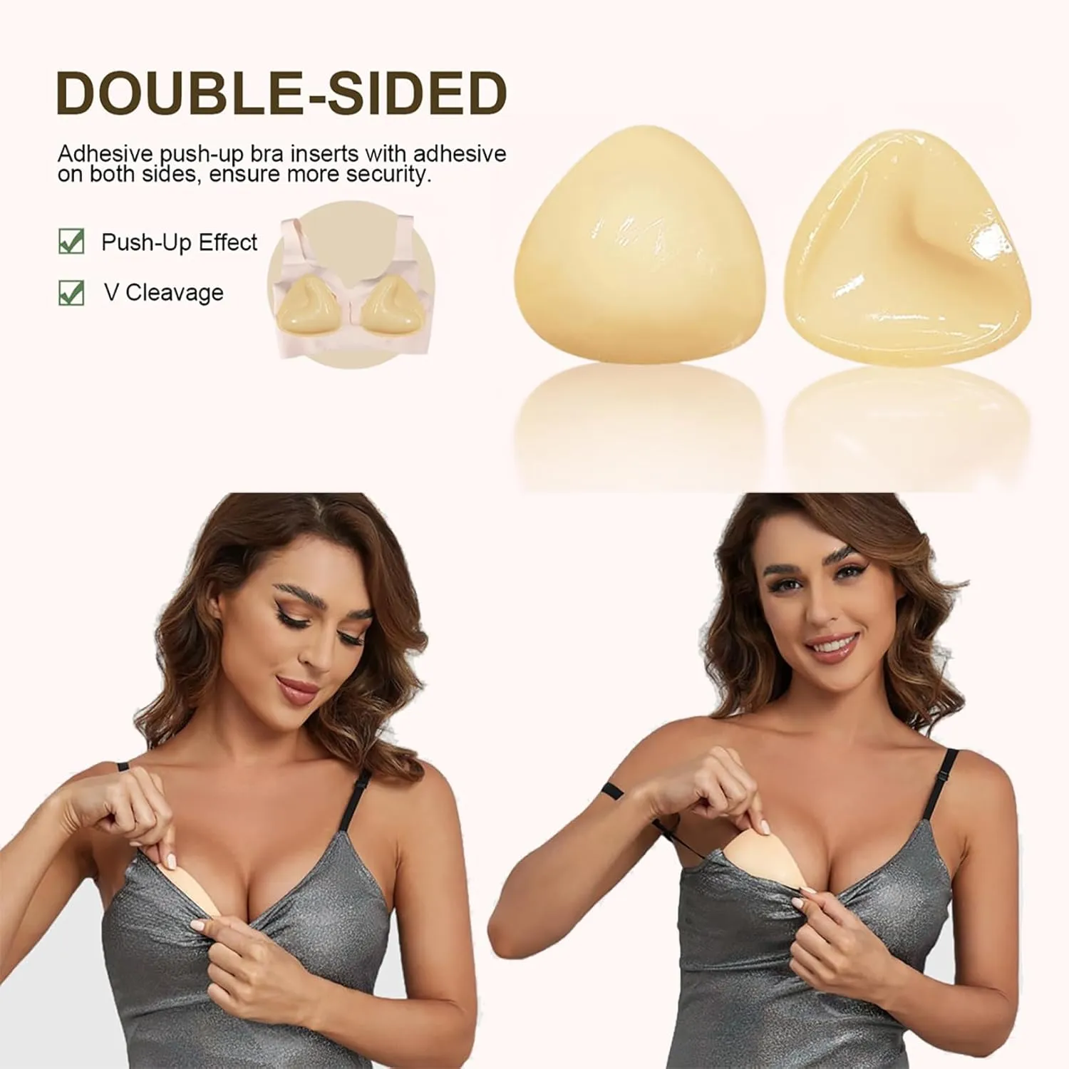 DEPOVOR Ultra Boost Inserts Double-Sided Adhesive Pads Sticky Bikini Padding Inserts for Sports Bra Swimsuit