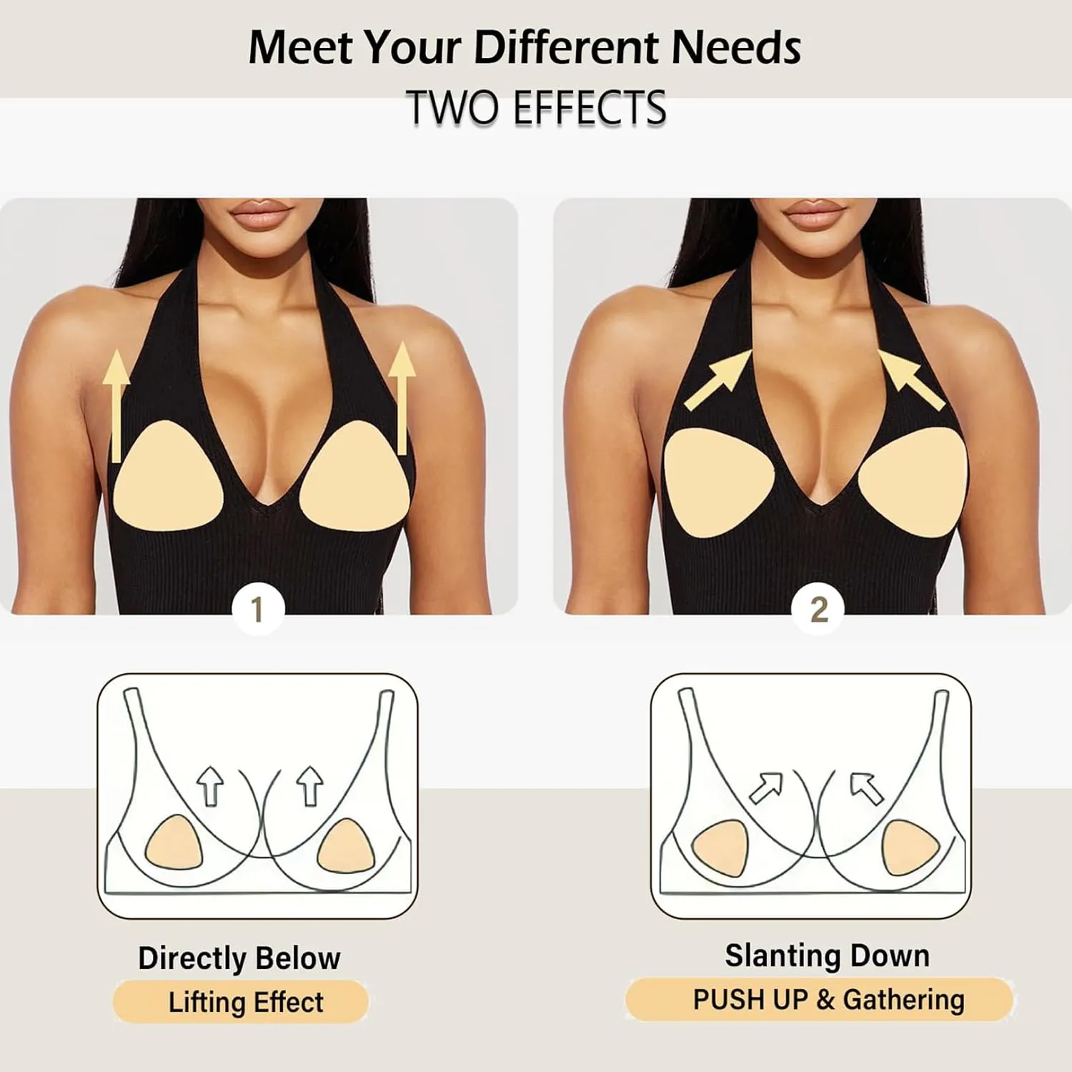 DEPOVOR Ultra Boost Inserts Double-Sided Adhesive Pads Sticky Bikini Padding Inserts for Sports Bra Swimsuit