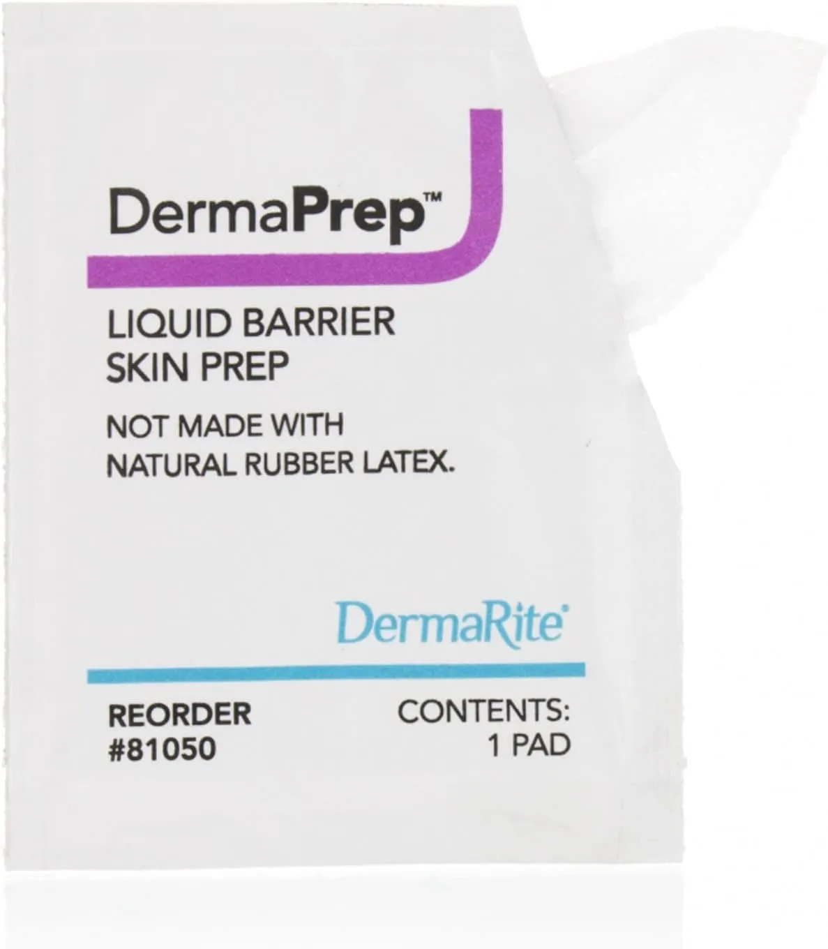 DermaRite's DermaPrep Liquid Barrier Skin Prep Protection Pads - Shields Peri Wound Skin from Bodily Fluids, Adhesives and Friction, 50 Count