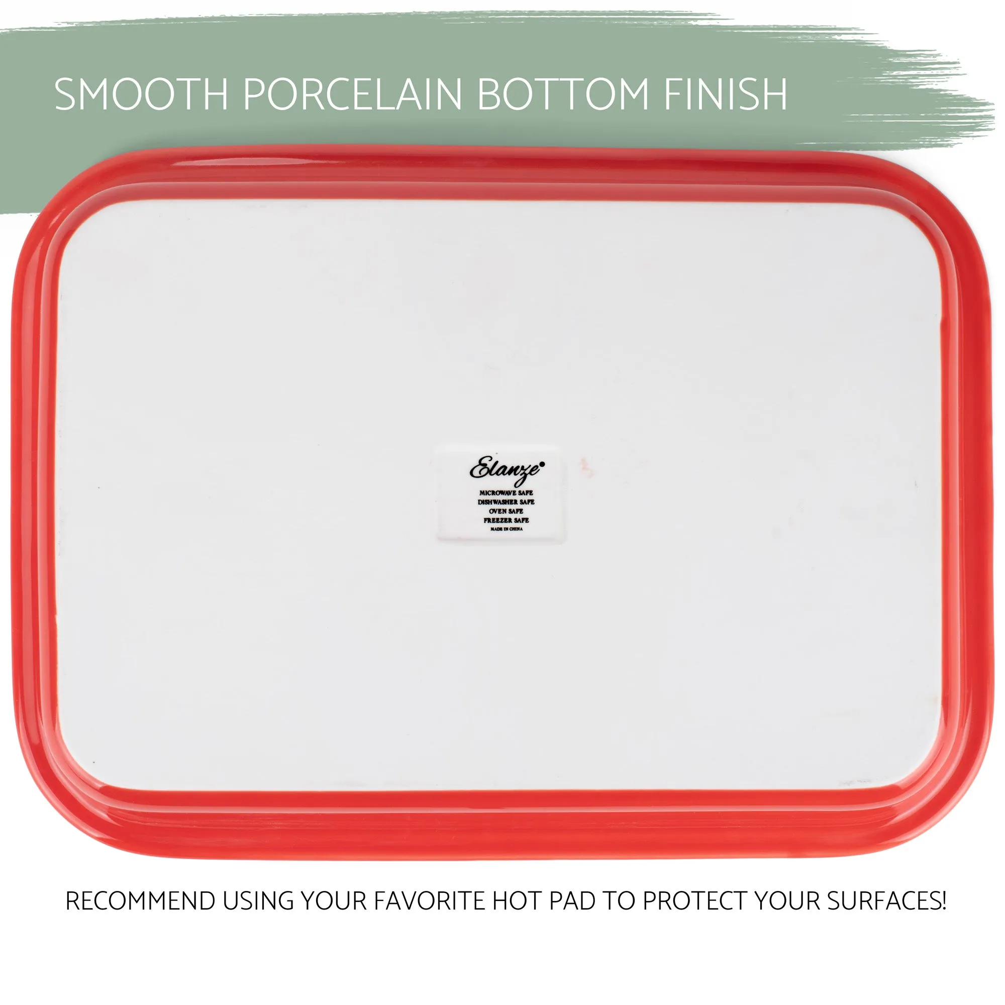 Elanze Designs Red 12.9 x 9.3 Porcelain Baking Dish With Stainless Steel Rack