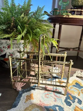 Faux Bamboo Magazine Rack, Vintage, Gold tone Metal