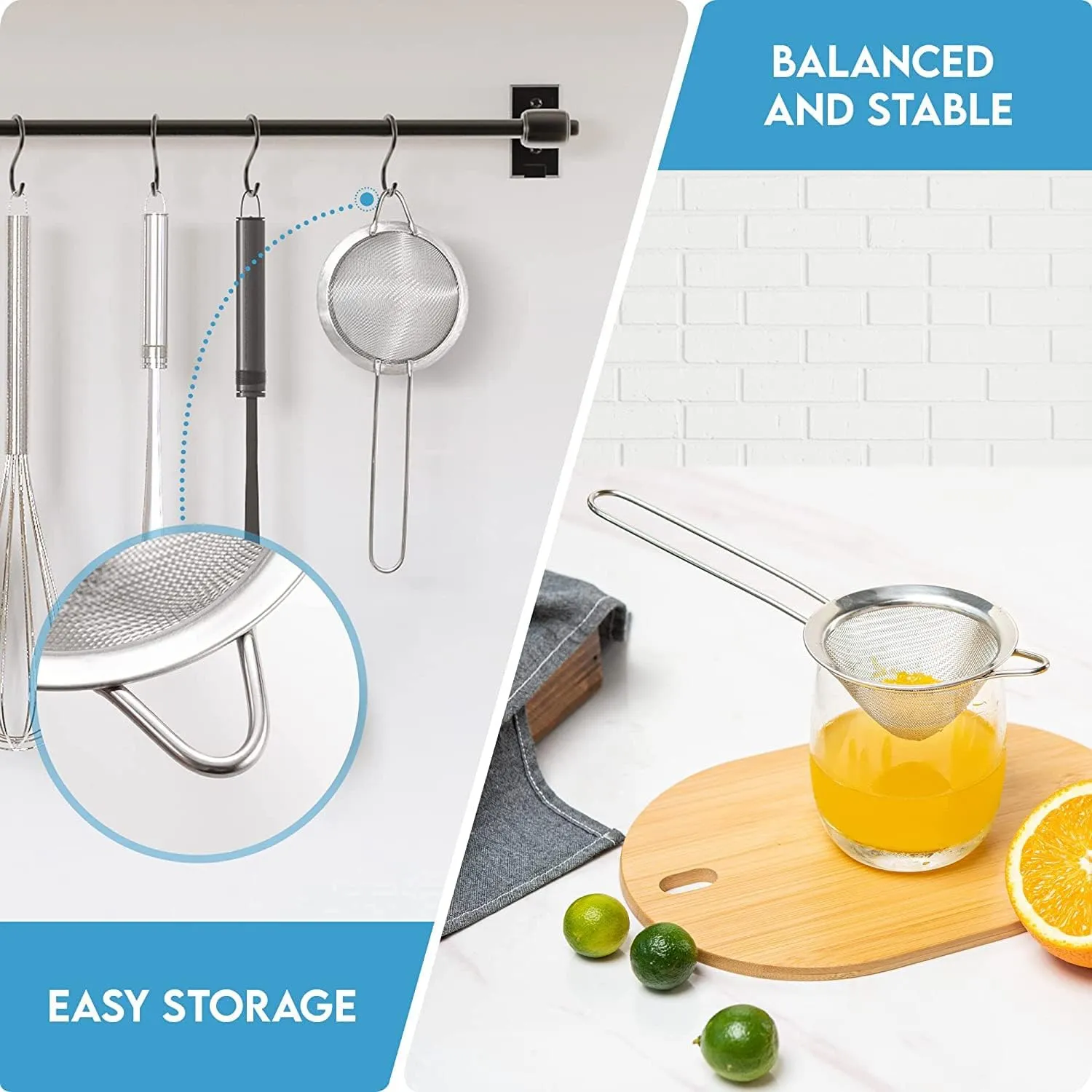 Fine Mesh Strainer - 3.3 Inch Conical Sieve - Tea Strainers for Loose Tea, Coffee Strainer, Food Strainer, Juice Strainer, and Much More!