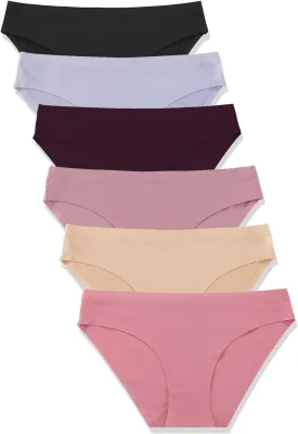 FINETOO 6 Pack Womens Seamless Hipster Underwear No Show Panties Invisibles Briefs Soft Stretch Bikini Underwears XS-XL