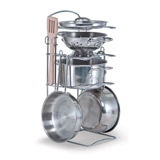 Let's Play House! Stainless Steel Pots & Pans Play Set 8pc