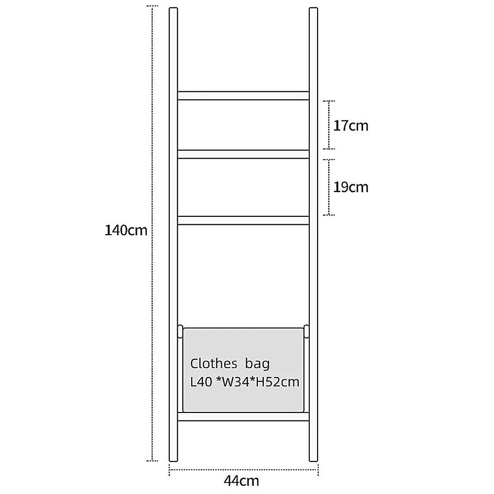 Lightweight Wall Leaning Ladder Shelf with Laundry Basket
