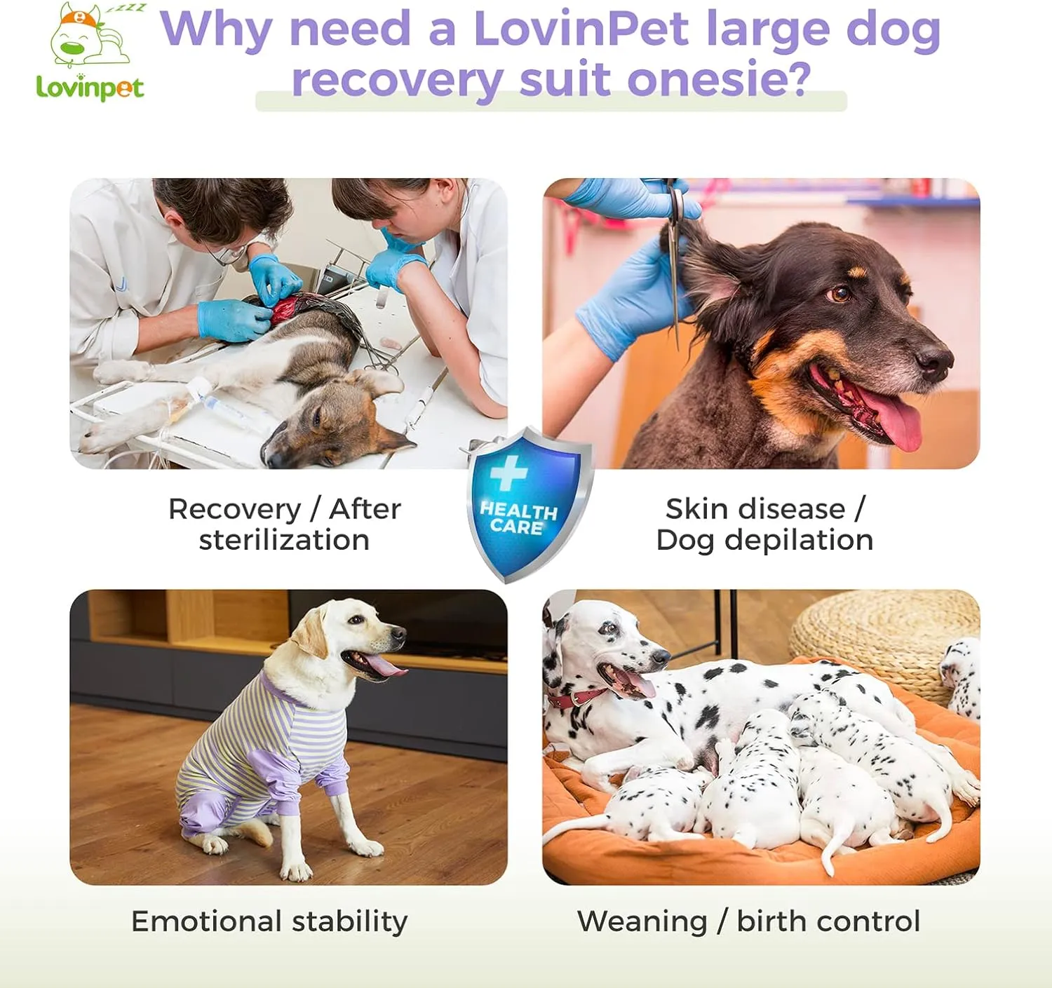 LovinPet Dog Recovery Suit for Large Medium Dogs - Professional Dog Recovery Suit Abdominal Wound Surgical Clothes Post-Operative Vest E-Collar Alternative Cut-Out Design of Abdomen,XXL