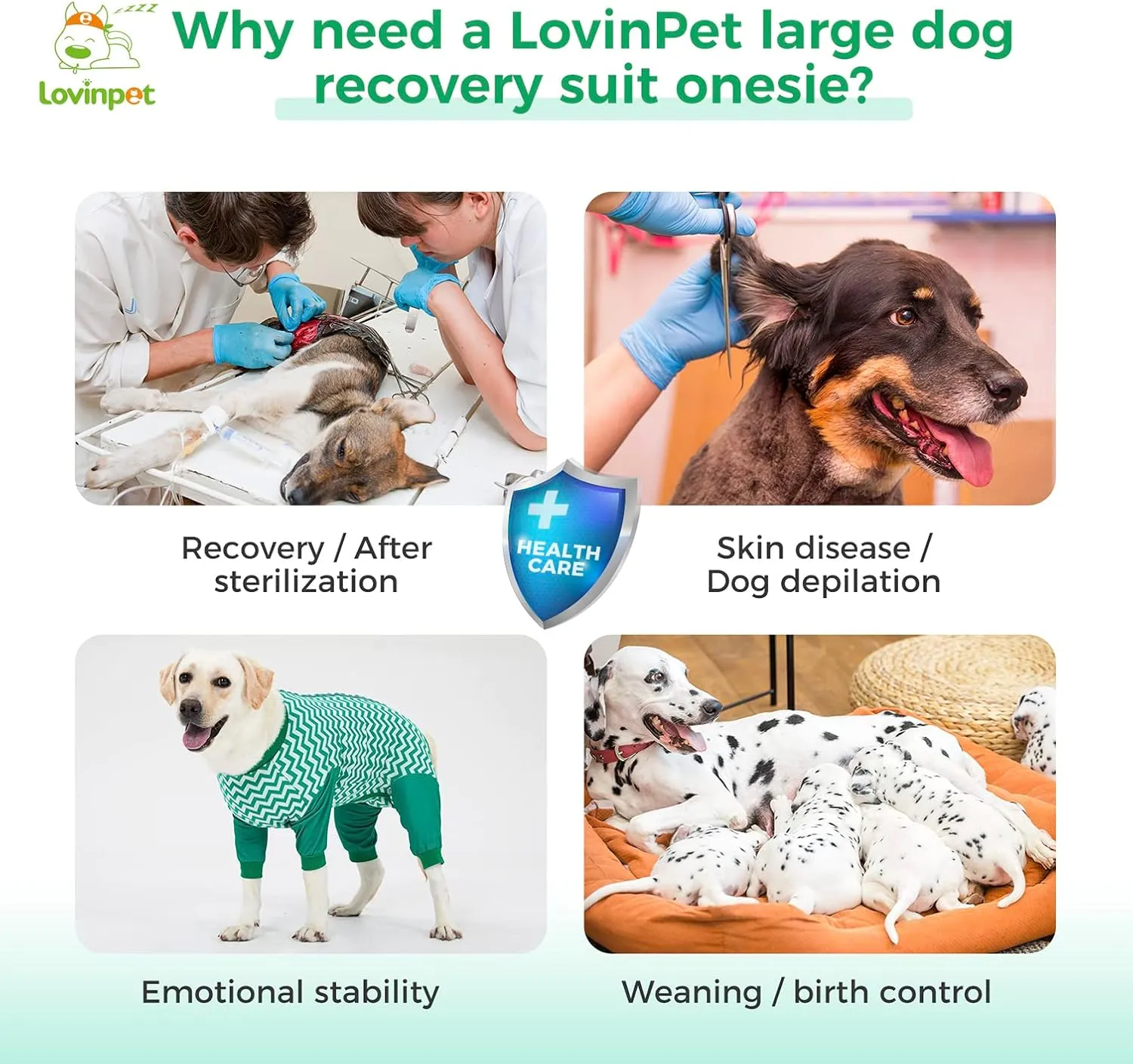 LovinPet Dog Recovery Suit for Large Medium Dogs - Wound Protective Surgical E-Collar Alternative Recovery Bodysuit for Abdominal Wounds After Surgery Dog Onesies Cut-Out Design of Abdomen,XXL