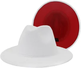 Men Fedora Hat Women Winter Autumn Double-Sided Color Matching Jazz Hat Woolen Hat Flat Brim Hat