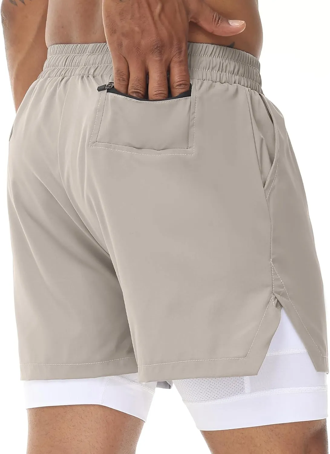 Muscle Killer Men's 2 in 1 Running Shorts Quick Dry Gym Athletic Shorts with Liner Workout Short for Men with Pockets