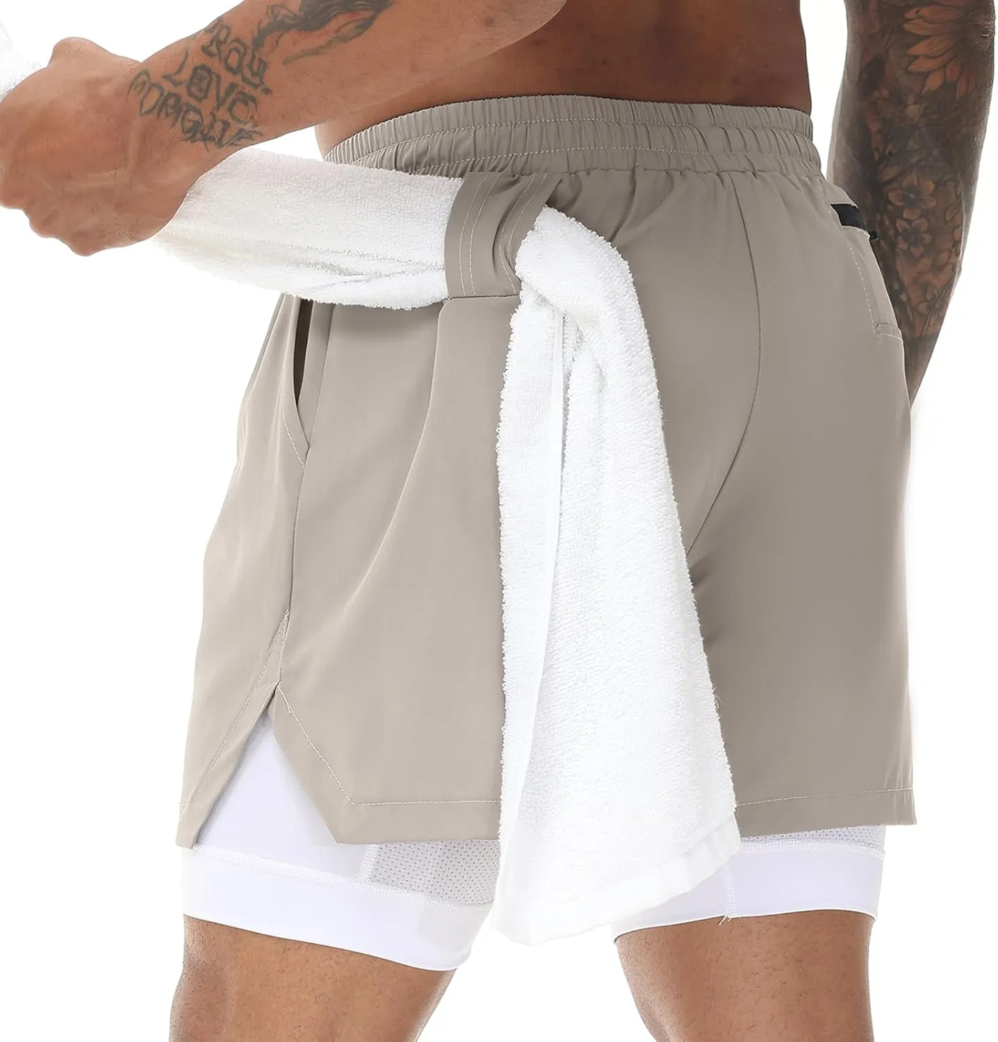 Muscle Killer Men's 2 in 1 Running Shorts Quick Dry Gym Athletic Shorts with Liner Workout Short for Men with Pockets