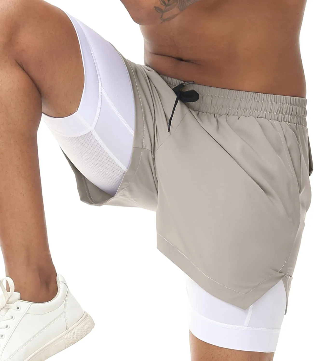 Muscle Killer Men's 2 in 1 Running Shorts Quick Dry Gym Athletic Shorts with Liner Workout Short for Men with Pockets