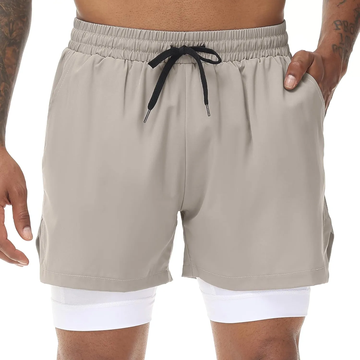 Muscle Killer Men's 2 in 1 Running Shorts Quick Dry Gym Athletic Shorts with Liner Workout Short for Men with Pockets