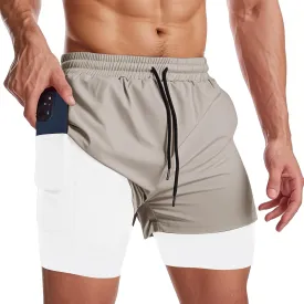 Muscle Killer Men's 2 in 1 Running Shorts Quick Dry Gym Athletic Shorts with Liner Workout Short for Men with Pockets