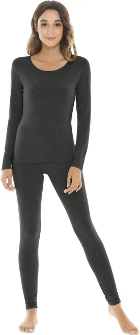 NACHILA Thermal Underwear for Women-Viscose Made from Bamboo,Soft Long Johns Set Base Layer Pajamas Set Long Sleeve Pjs