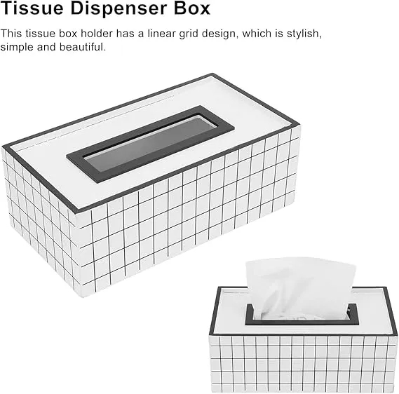 Nordic Style Wooden Tissue Box-Line Gird(SA2405-26)