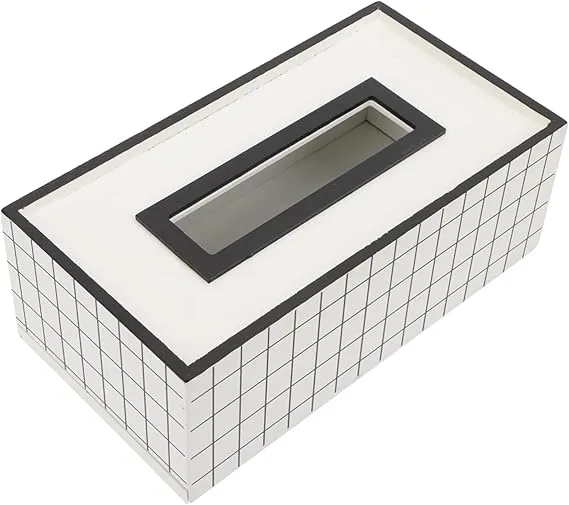 Nordic Style Wooden Tissue Box-Line Gird(SA2405-26)