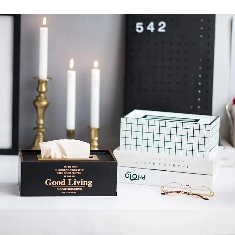 Nordic Style Wooden Tissue Box-Line Gird(SA2405-26)