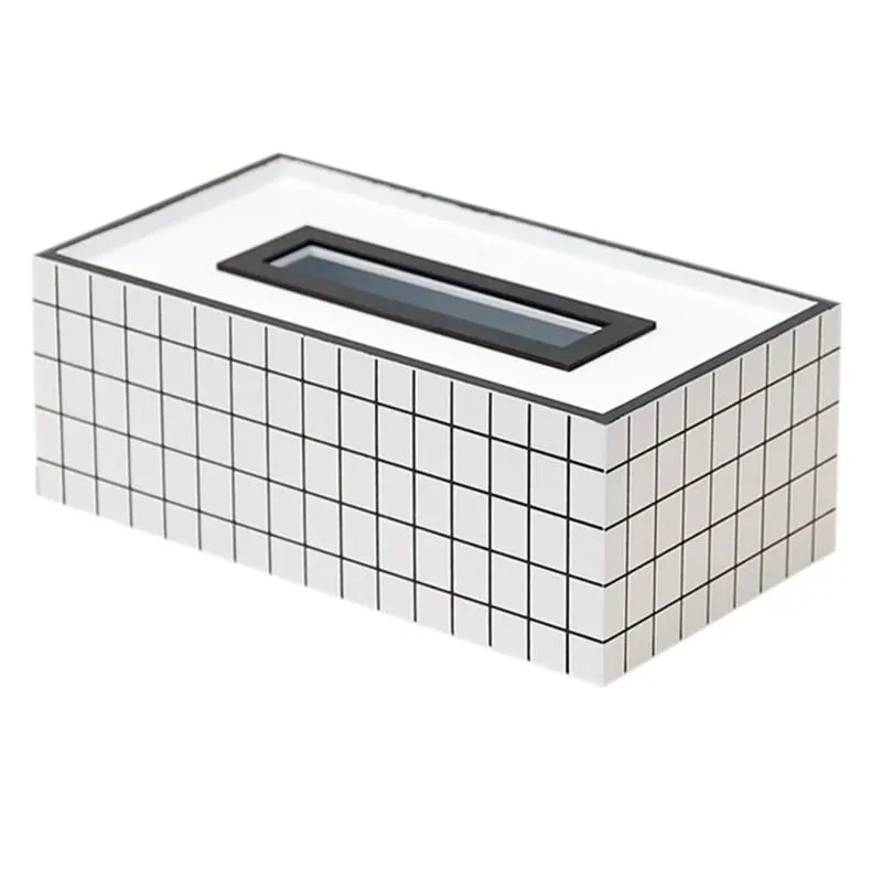 Nordic Style Wooden Tissue Box-Line Gird(SA2405-26)