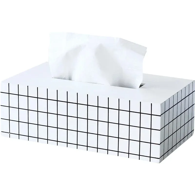 Nordic Style Wooden Tissue Box-Line Gird(SA2405-26)