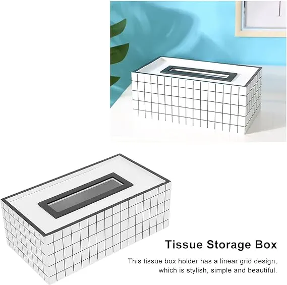 Nordic Style Wooden Tissue Box-Line Gird(SA2405-26)