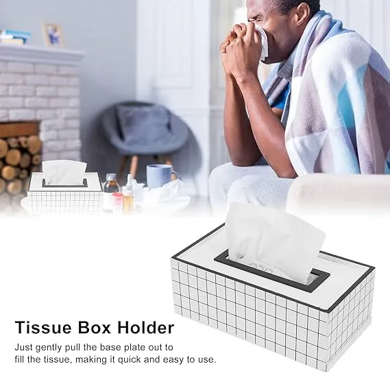 Nordic Style Wooden Tissue Box-Line Gird(SA2405-26)