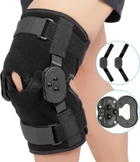 Nvorliy ROM Metal Hinged Knee Brace, Adjustable Open Patella Pad, Medical Knee Immobilizer for ACL, Post Op, Tendon, Orthopedic Rehab and Meniscus Injuries, Fit Right & Left Leg, Women & Men