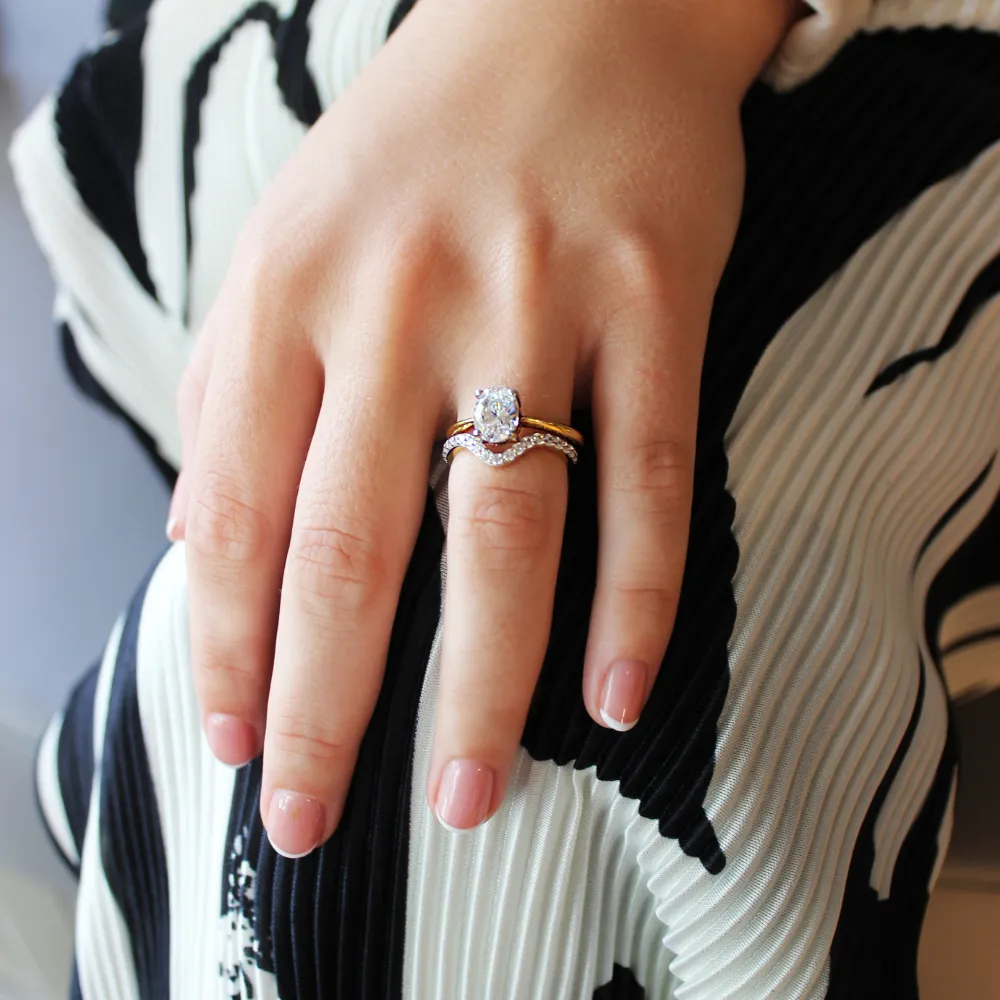 Oval Cut Solitaire Ring Set