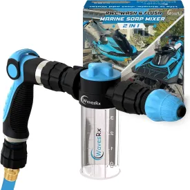 PWC & Boat Foam Cannon Sprayer & Engine Flush Mixer to Wash Salt Away | Dual-Use Marine Soap Foamer to Quickly Wash and Rinse | Cleaning Kit for Boating with Garden Hose Quick-Connect