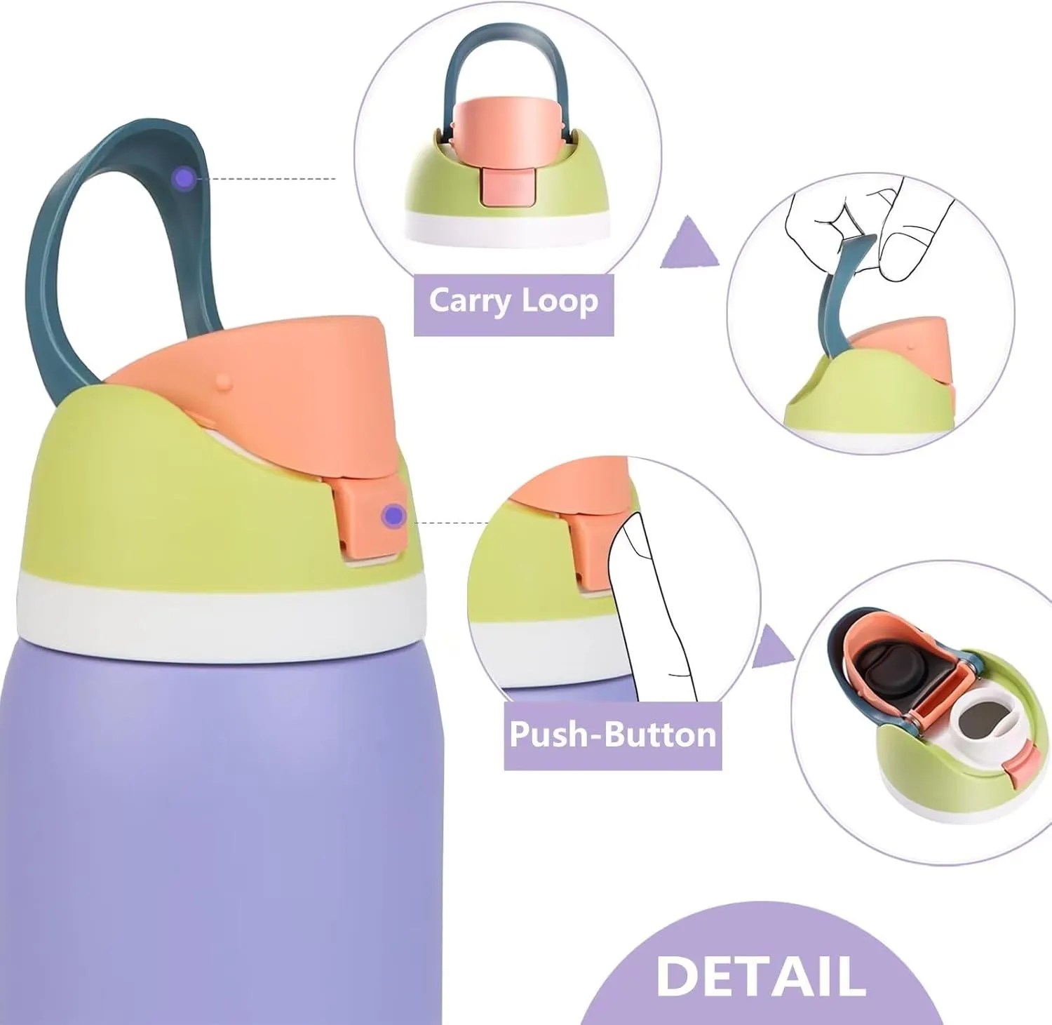 Replacement Lid for Owala Freesip, One Button Water Bottle Top Replacement Cap Compatible with Owala Cup 16oz 24oz 32oz 40oz, Leakproof Lids AccessoryBPA-FreeNo Water Leakage